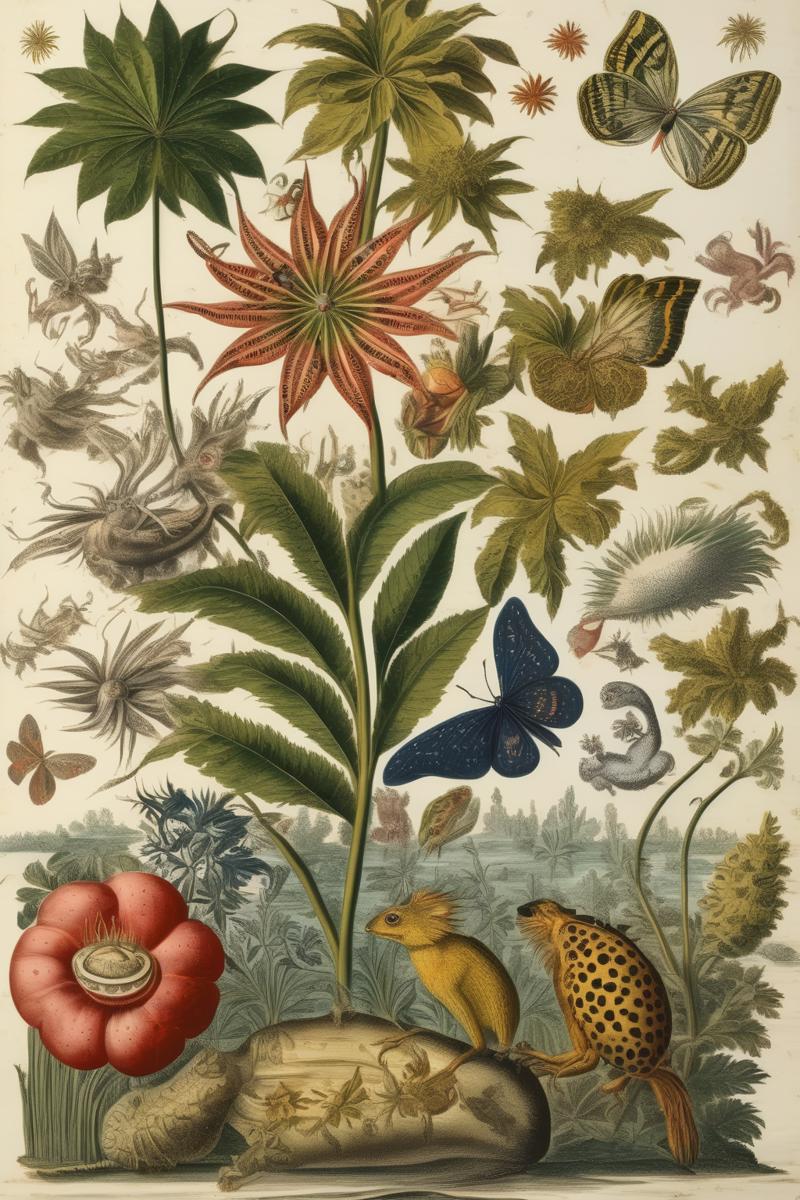 00069-1130027554-_lora_Maria Sibylla Merian Style_1_Maria Sibylla Merian Style - Pietro Ruffo's Étoile de Voyage print, which features a harmonio.png